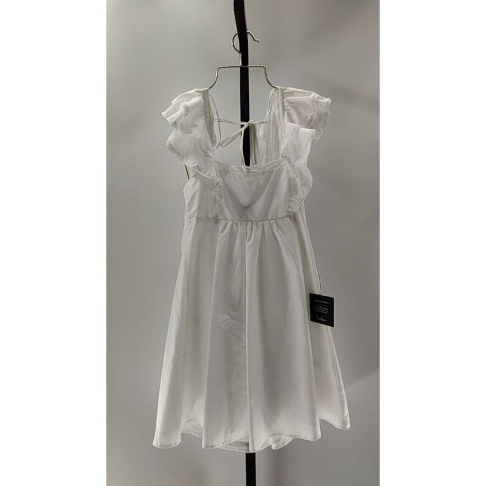Lulu's White Ruffle Sleeve Mini Dress